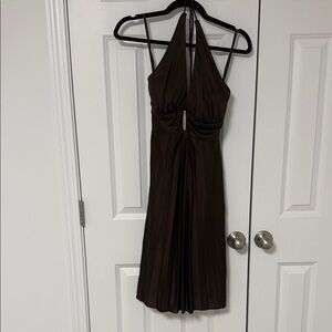 Blondie Nites Chocolate Backless Halter Dress